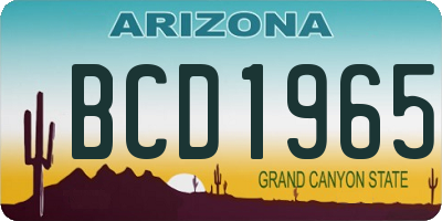 AZ license plate BCD1965