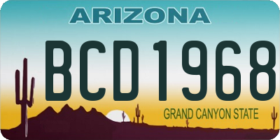 AZ license plate BCD1968