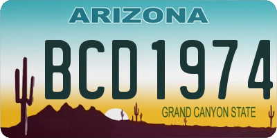 AZ license plate BCD1974