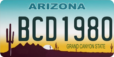 AZ license plate BCD1980