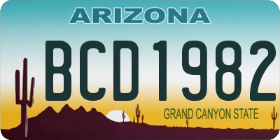 AZ license plate BCD1982