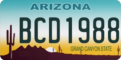 AZ license plate BCD1988