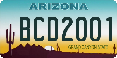 AZ license plate BCD2001