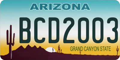 AZ license plate BCD2003