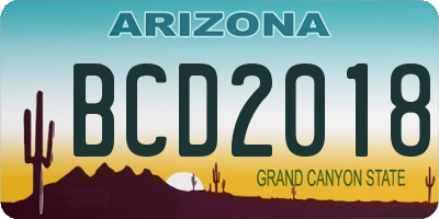 AZ license plate BCD2018