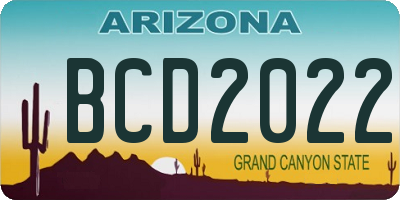 AZ license plate BCD2022