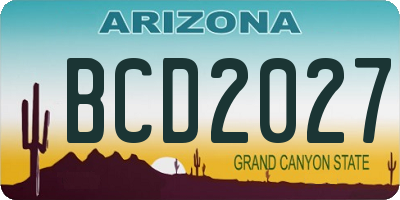 AZ license plate BCD2027