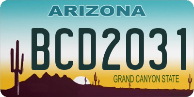 AZ license plate BCD2031