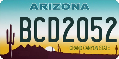 AZ license plate BCD2052