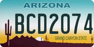 AZ license plate BCD2074