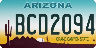 AZ license plate BCD2094