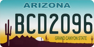 AZ license plate BCD2096