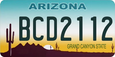 AZ license plate BCD2112