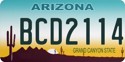 AZ license plate BCD2114