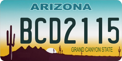 AZ license plate BCD2115