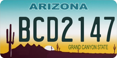 AZ license plate BCD2147