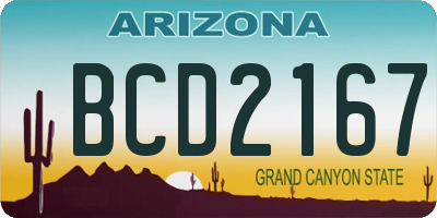 AZ license plate BCD2167