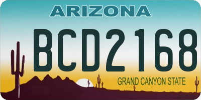 AZ license plate BCD2168