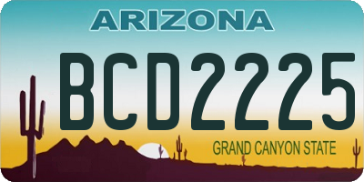 AZ license plate BCD2225