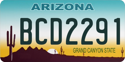 AZ license plate BCD2291