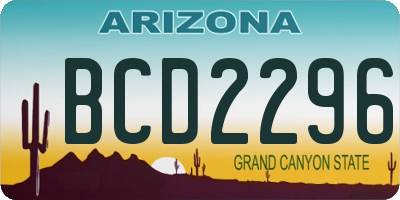 AZ license plate BCD2296