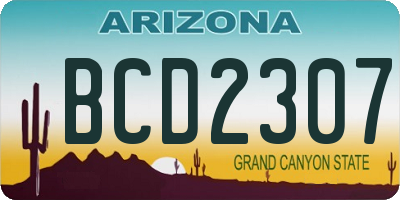 AZ license plate BCD2307