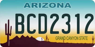 AZ license plate BCD2312