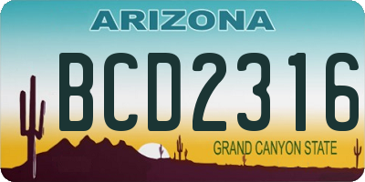 AZ license plate BCD2316