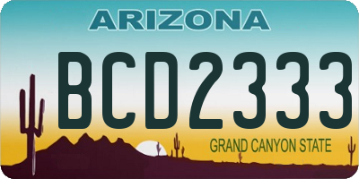 AZ license plate BCD2333