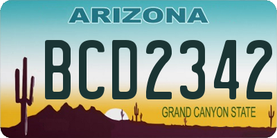 AZ license plate BCD2342