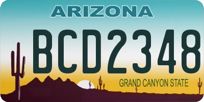 AZ license plate BCD2348