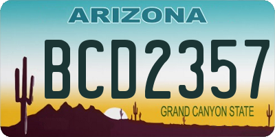 AZ license plate BCD2357