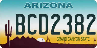 AZ license plate BCD2382