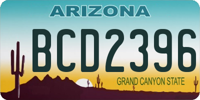 AZ license plate BCD2396