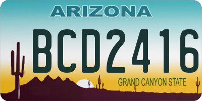 AZ license plate BCD2416