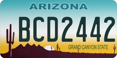 AZ license plate BCD2442