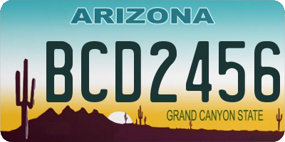 AZ license plate BCD2456