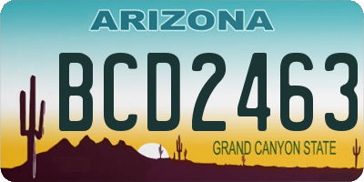 AZ license plate BCD2463