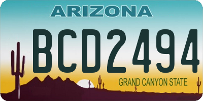 AZ license plate BCD2494