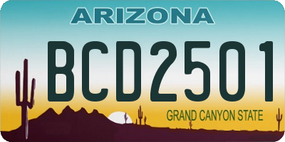 AZ license plate BCD2501