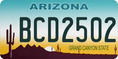 AZ license plate BCD2502