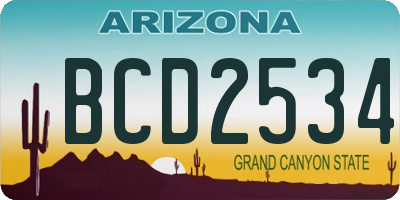 AZ license plate BCD2534