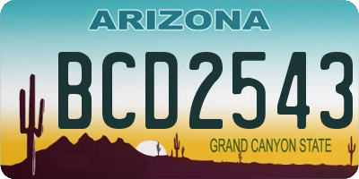 AZ license plate BCD2543