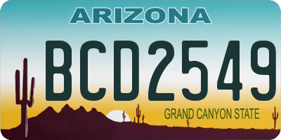 AZ license plate BCD2549