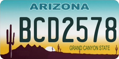 AZ license plate BCD2578