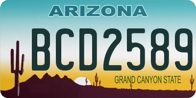 AZ license plate BCD2589