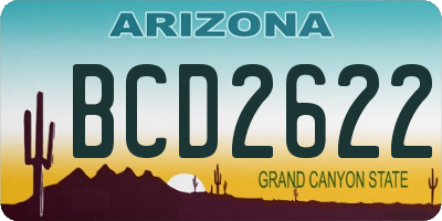 AZ license plate BCD2622