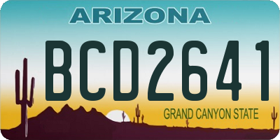 AZ license plate BCD2641