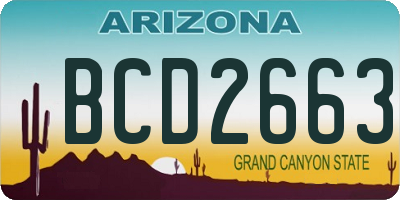 AZ license plate BCD2663