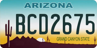 AZ license plate BCD2675